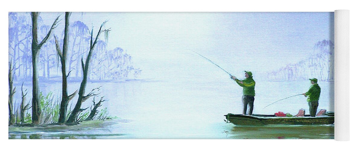 Bass Fishing Paintings Yoga Mat featuring the painting Fishing For Bass by Bill Holkham