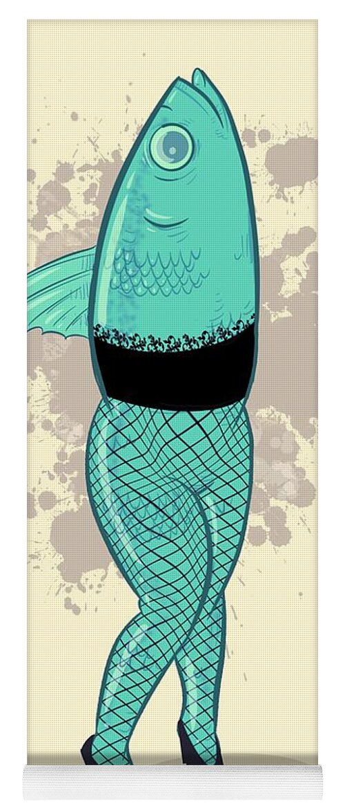 Fish Yoga Mat featuring the drawing Fishnets by Ludwig Van Bacon