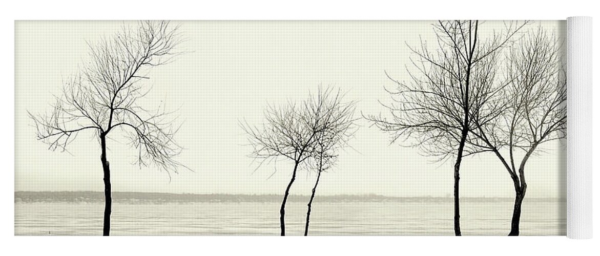 Lake Yoga Mat featuring the photograph Five Lone Trees - Caseville, Michigan USA - by Edward Shotwell