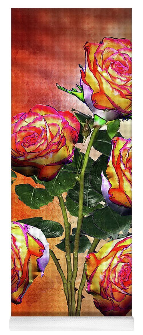 Rose Yoga Mat featuring the digital art Five Roses by Anthony Ellis
