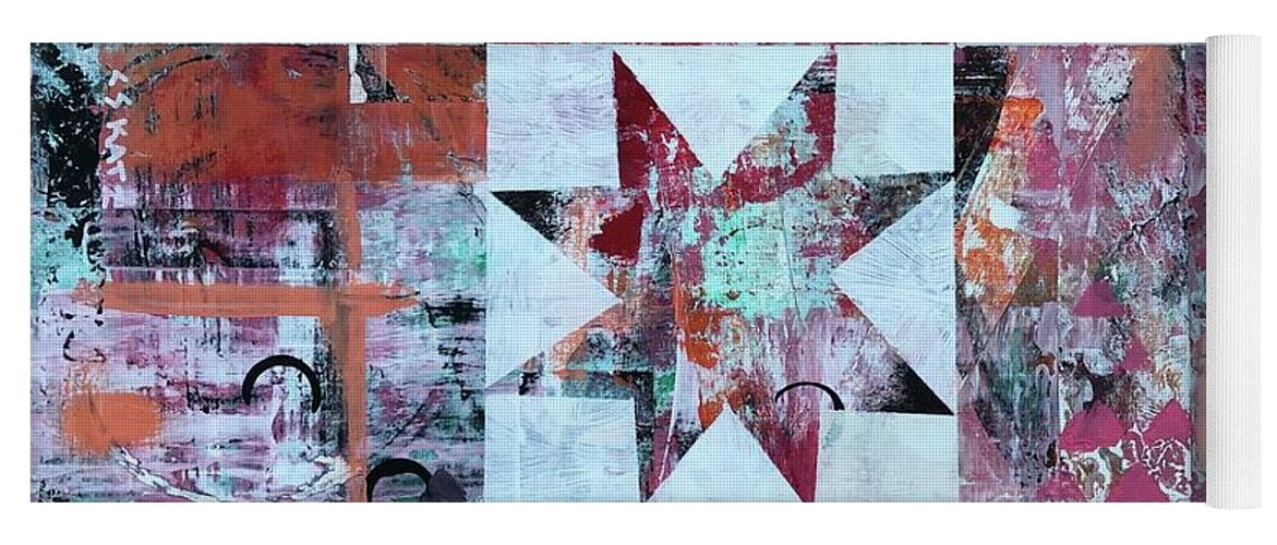 Stars Yoga Mat featuring the painting Five Stars by Cyndie Katz