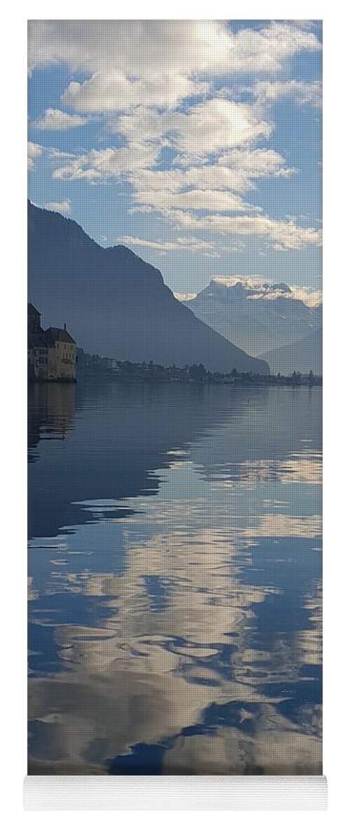 Lake Yoga Mat featuring the photograph Floating Clouds on Lake Geneva by Andrea Whitaker