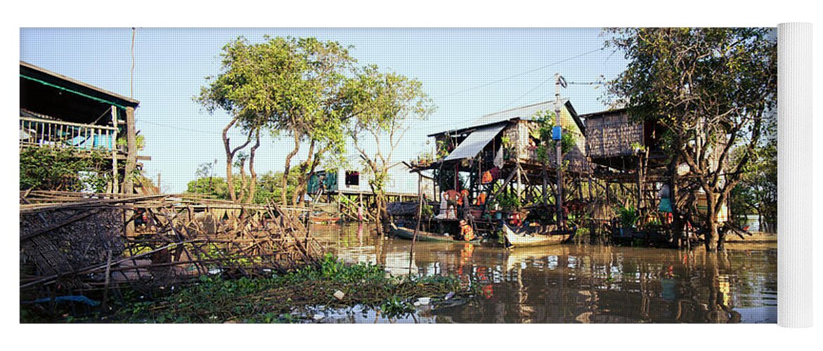 Panoramic Yoga Mat featuring the photograph Floating Villages of the Tonle Sap Lake in Cambodia by Sonny Ryse