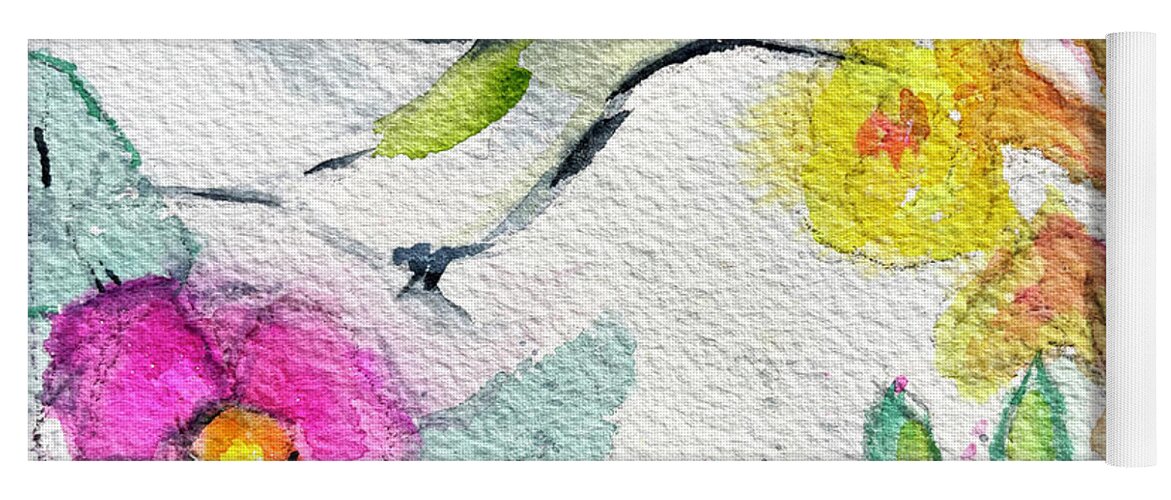 Hummingbird Yoga Mat featuring the painting Floaty Hummingbird 3 by Roxy Rich