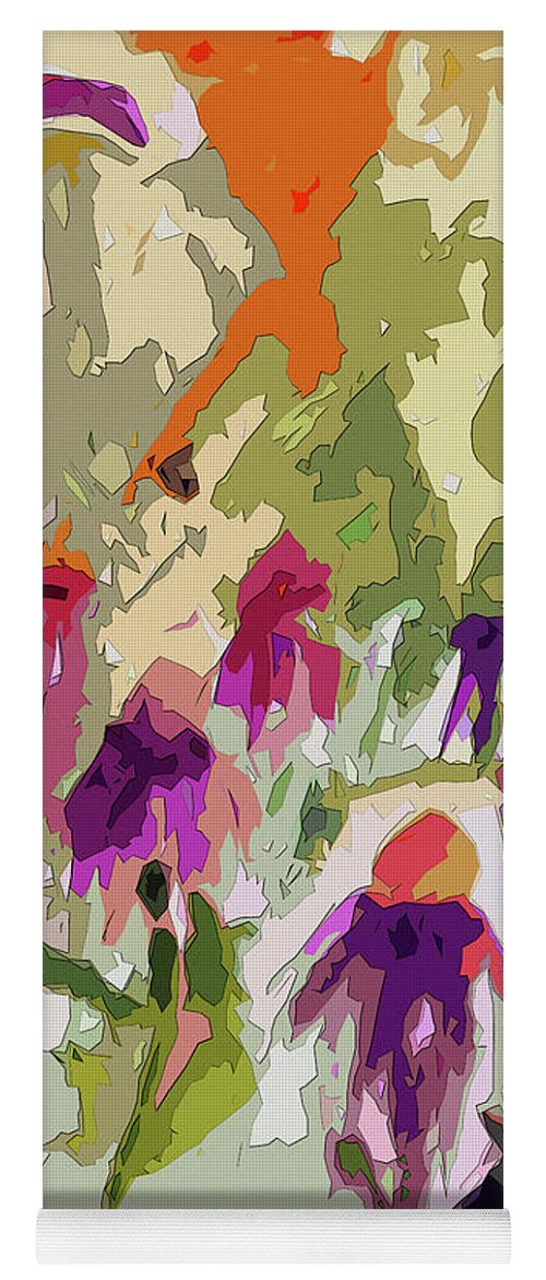 Abstract Yoga Mat featuring the painting Floral Abstract Echinecea Tetraptych 2 by Ginette Callaway