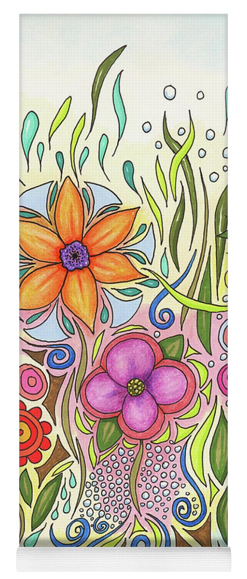 Flower Yoga Mat featuring the painting Floral Art Creation Flower 12 by Lucie Dumas