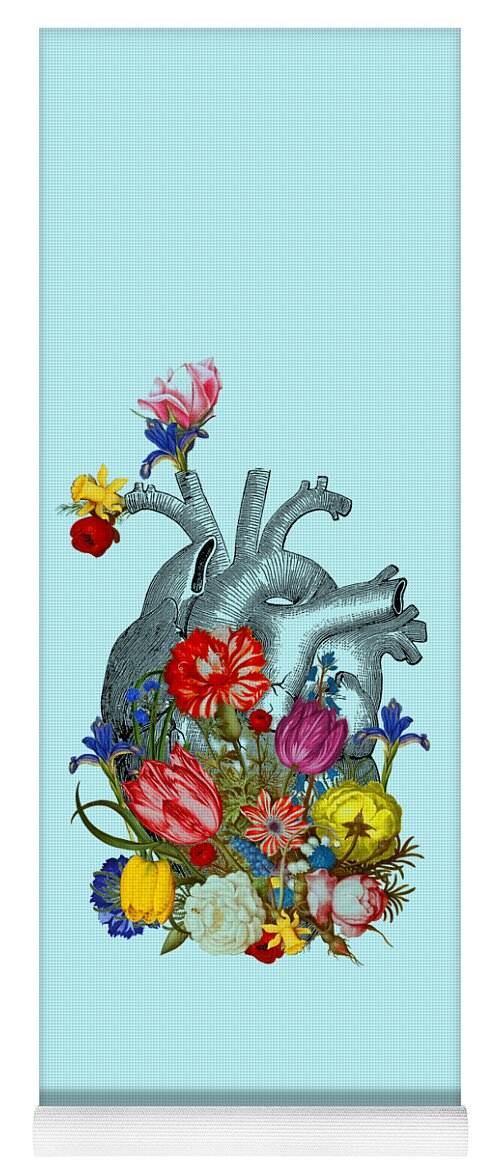 Heart Yoga Mat featuring the digital art Floral Heart by Madame Memento