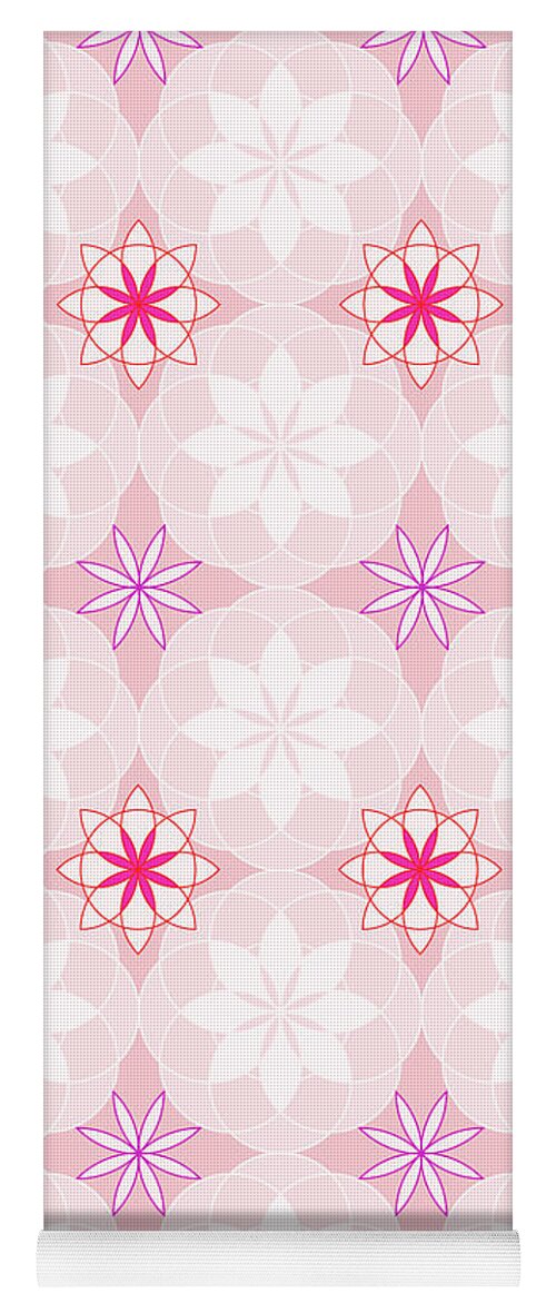 Floral Pattern Yoga Mat featuring the digital art Floral Pattern - Surface Design Shades of Pink by Patricia Awapara