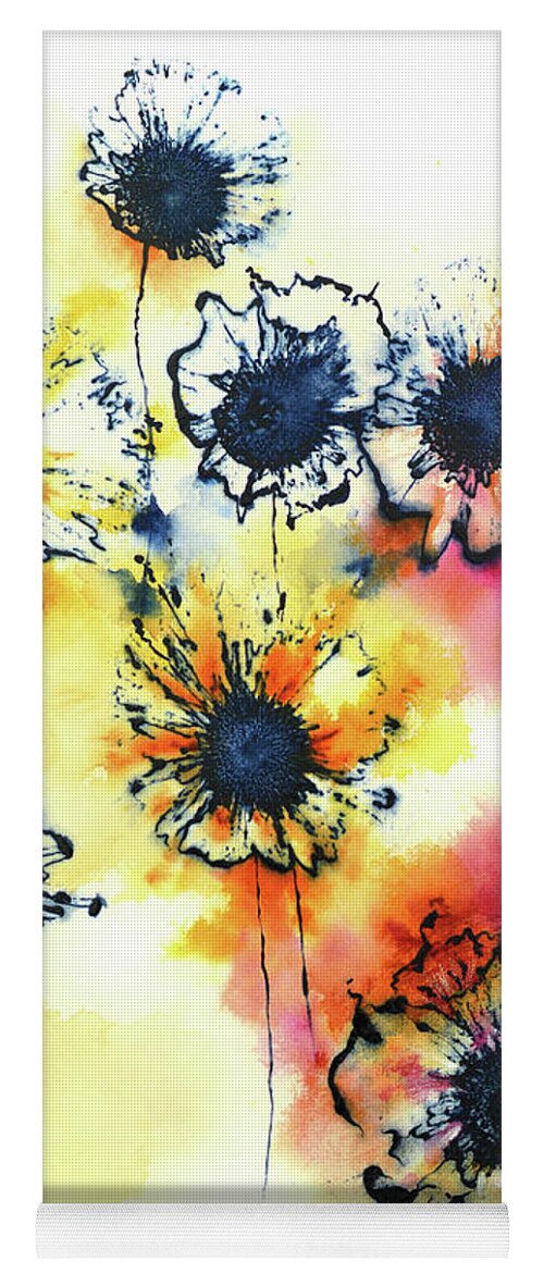 Abstract Flowers Yoga Mat featuring the painting Floral Sunrise by Catherine Jeltes