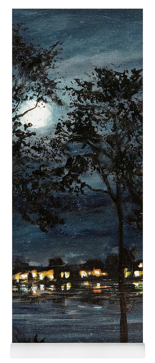Moon Yoga Mat featuring the painting Florida Moonrise by Zan Savage