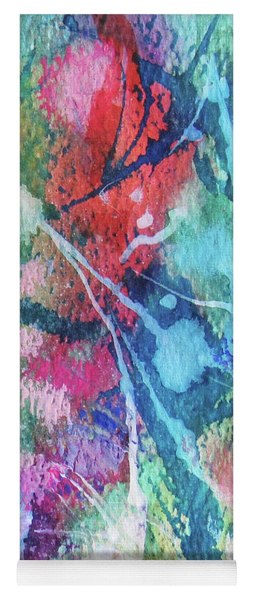 Pastel Abstract Yoga Mat featuring the painting Botannical Delioght-DETAIL by Jean Batzell Fitzgerald