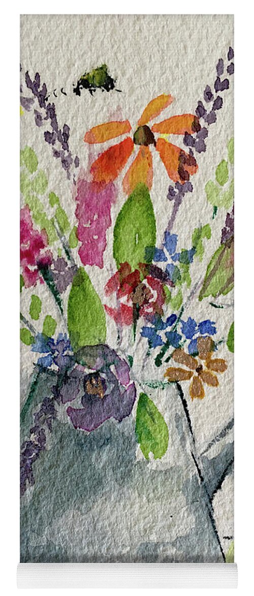 Flowers Yoga Mat featuring the painting Flower Buzz by Roxy Rich