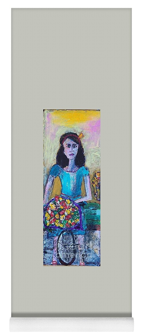  Yoga Mat featuring the painting Flower Delivery Woman by Mark SanSouci