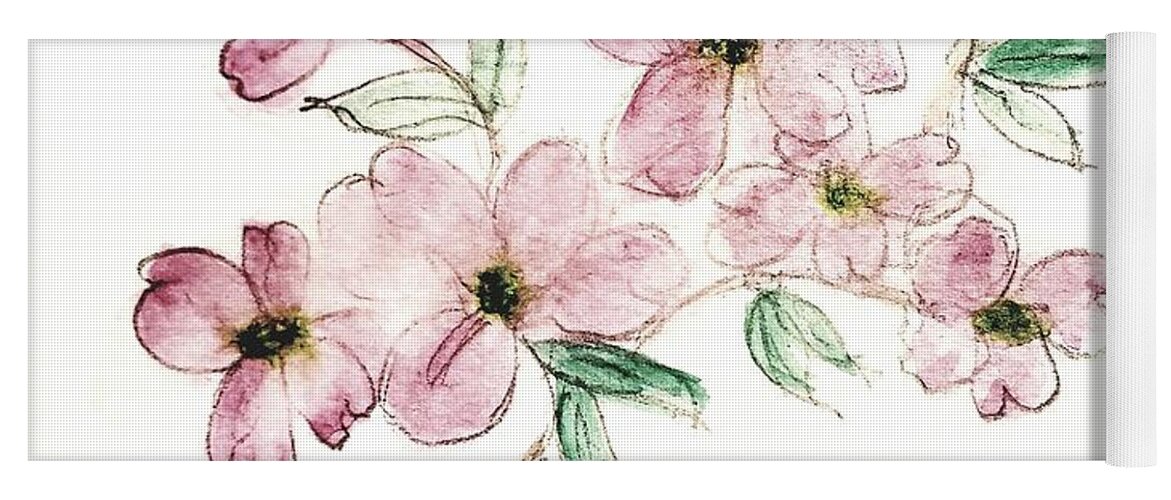 Dogwood Yoga Mat featuring the painting Flower of Rebirth by Margaret Welsh Willowsilk