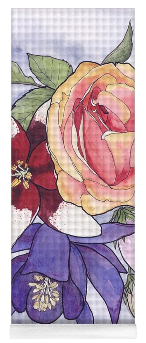 Watercolour Of Flowers Yoga Mat featuring the painting Flower power by Lisa Mutch