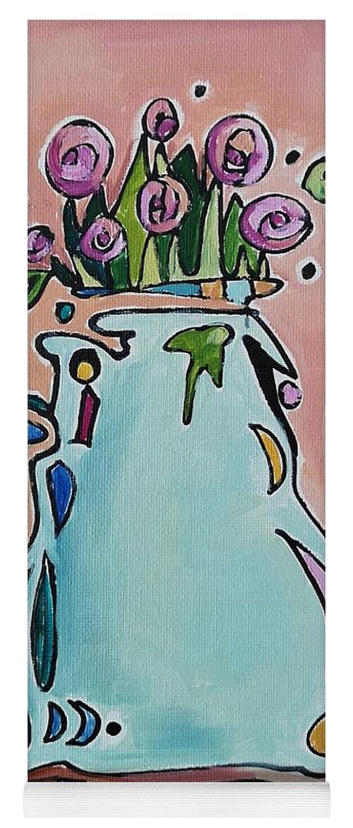Still Life Yoga Mat featuring the painting Flowers Blue Vase by Sheila Romard