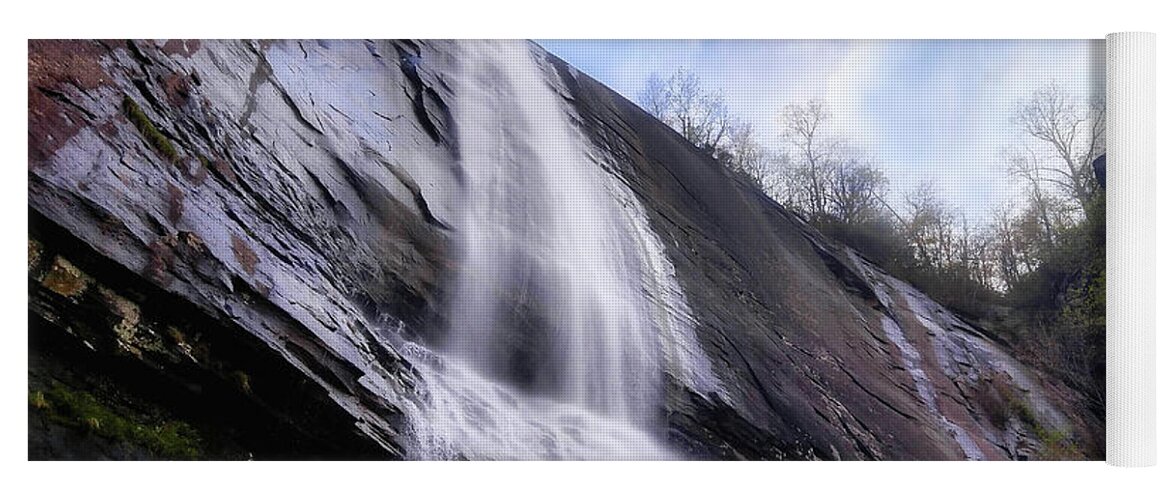 Hickory Nut Falls Yoga Mat featuring the photograph Flowing From The Sky by Amy Dundon