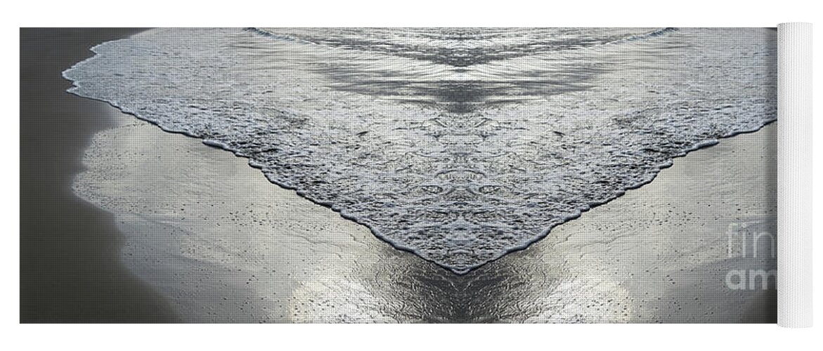 Sea Water Yoga Mat featuring the digital art Flowing sea water and sandy beach, movement meets symmetry by Adriana Mueller