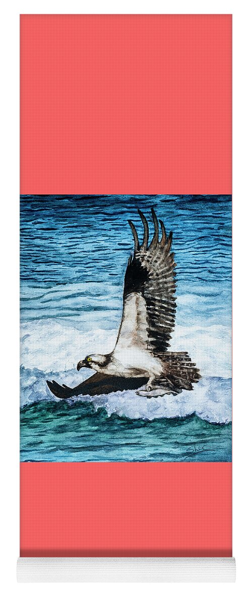 American Bald Eagles Yoga Mat featuring the painting Flying Home With Dinner - Watercolor Art by Sher Nasser
