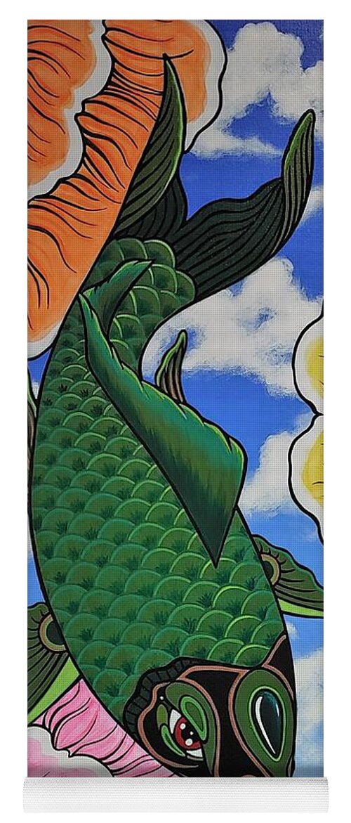  Yoga Mat featuring the painting Flying Koi Fish by Bryon Stewart