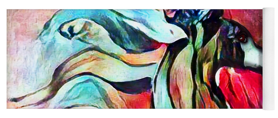 Equestrian Art; Western Art; Equine Art; Contemporary Art; Cheval; Arabian Horses; Pen And Ink; Equestrian Art; Cavallo; Modern Horse Art; Sporting Art; Quarter Horse; Riding Horses; Seattle Artist; Nft Artist; Equine Art; Opensea Artist; Deviant Art; Nftcommunity Yoga Mat featuring the digital art Flying Mane 002 by Stacey Mayer