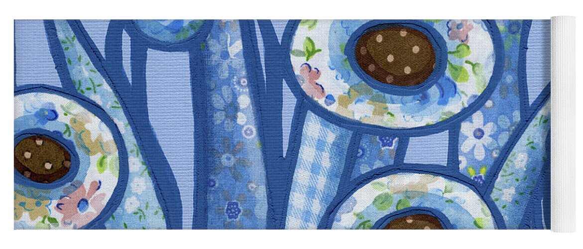 Abstract Yoga Mat featuring the painting Folk Art Garden Flowers 5 by Amy E Fraser