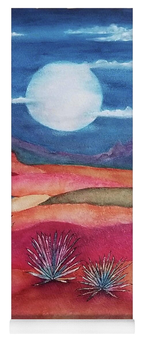 Landscape Yoga Mat featuring the mixed media Follow the Moon by Terry Ann Morris