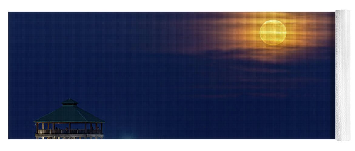 2020 Yoga Mat featuring the photograph Folly Beach Full Moon-2 by Charles Hite