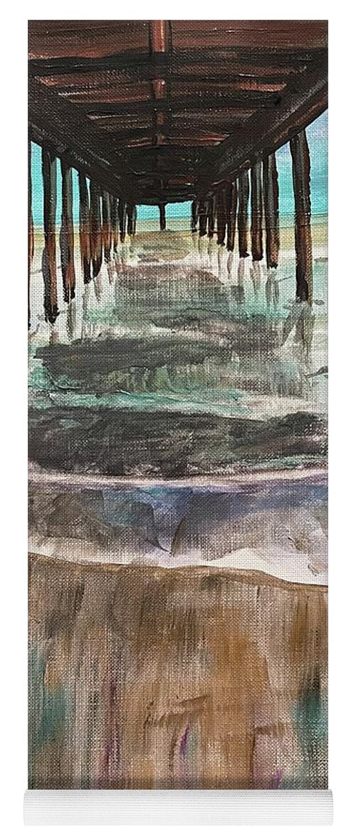 Acrylic Painting Yoga Mat featuring the painting Folly Beach Pier by Tonia Anderson