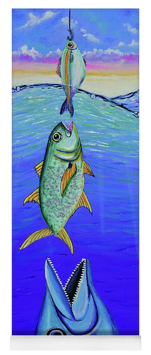 Fish Yoga Mat featuring the painting Food Chain by Mary Scott