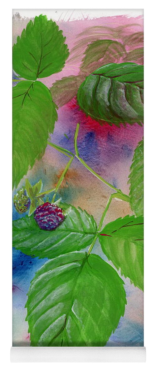Watercolor Yoga Mat featuring the painting Forage. Raspberry by Tammy Nara
