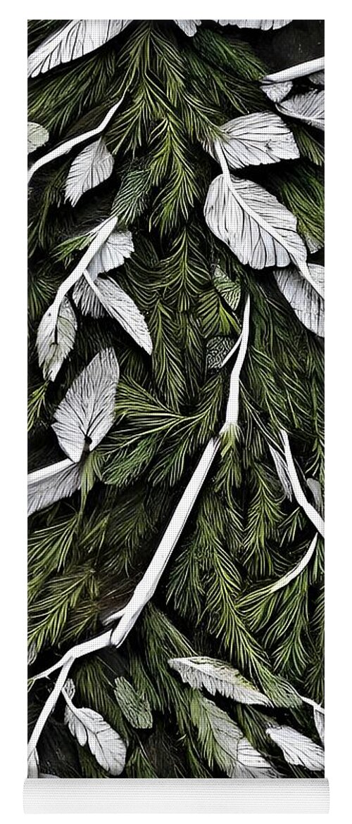 Fir Tree Yoga Mat featuring the mixed media Forest Flora by Bonnie Bruno