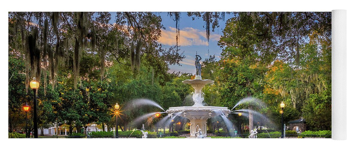 America Yoga Mat featuring the photograph Forsyth Park Fountain by Inge Johnsson