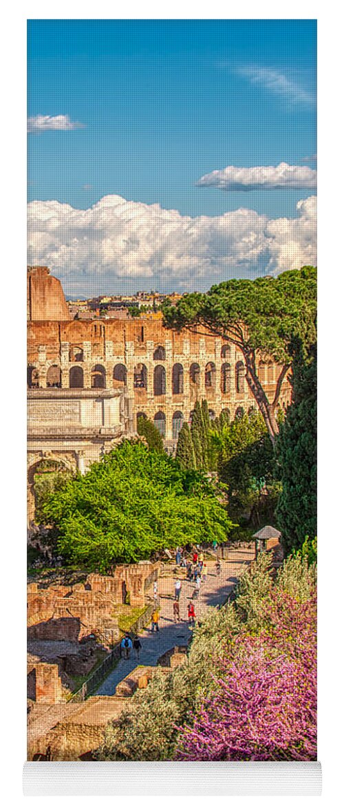 Colosseo Yoga Mat featuring the photograph Forum Romanum with The Colosseum in the background by Stefano Senise
