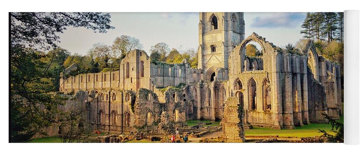 Fountains Abbey Yoga Mat featuring the photograph Fountains Abbey 3 by Mark Egerton
