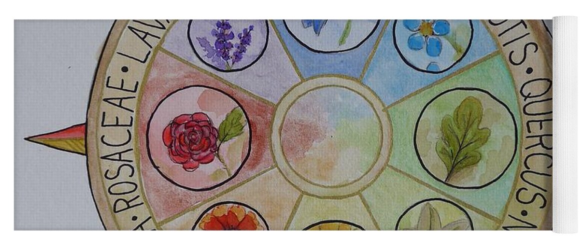 Botanicals Yoga Mat featuring the painting Four directions by Lisa Mutch