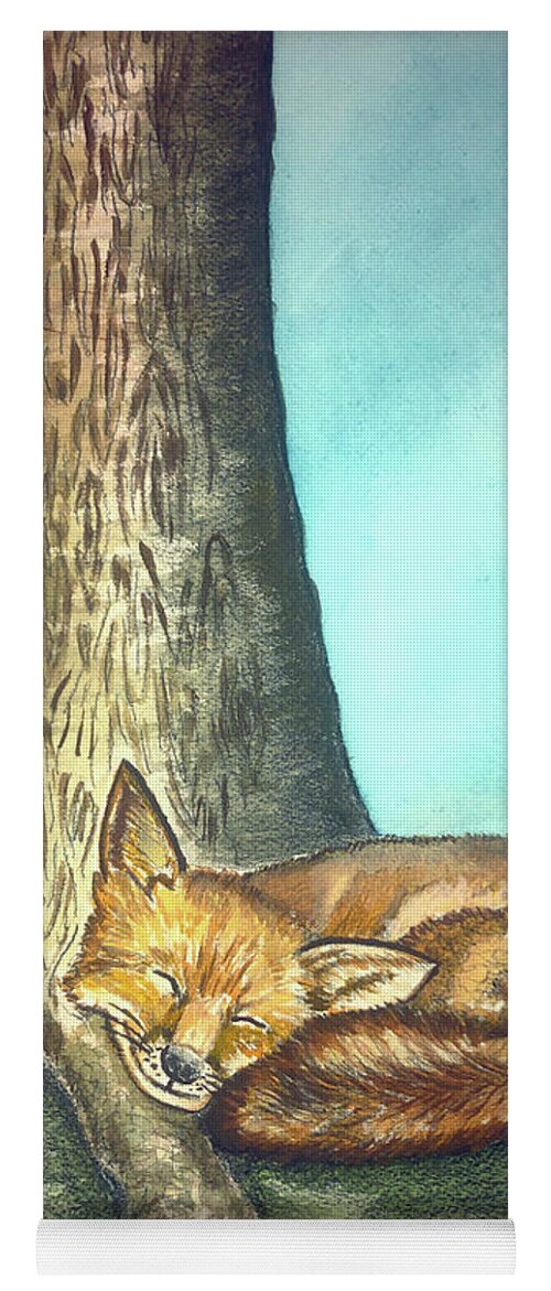 Nature Yoga Mat featuring the painting Fox And Tree by Christina Wedberg