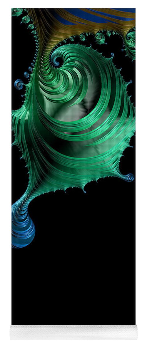Fractal Yoga Mat featuring the digital art Fractal Drip in Green and Blue by Shelli Fitzpatrick