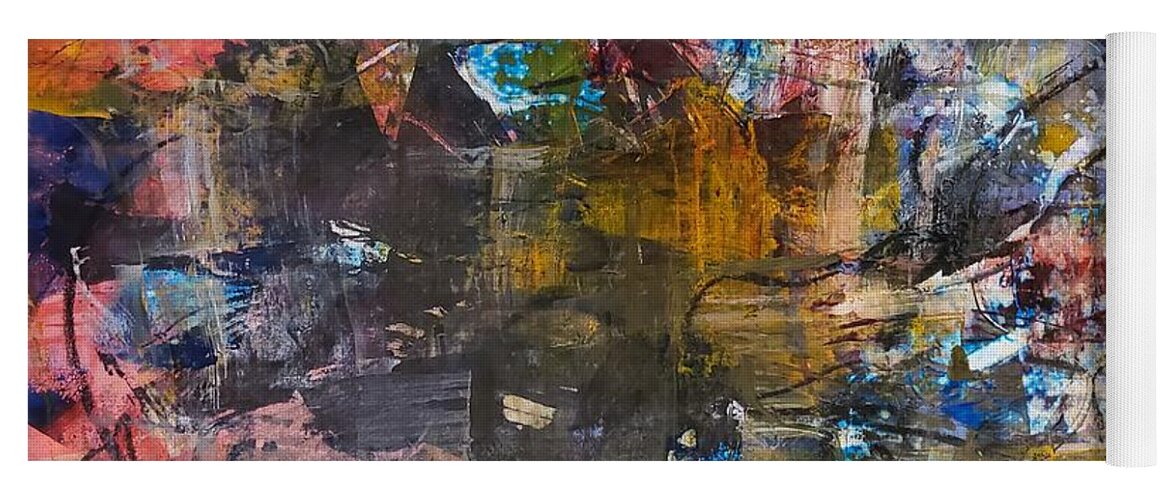 Mixed Media Abstract Yoga Mat featuring the painting Fragments of Self Quarantine 2 by Lisa Debaets