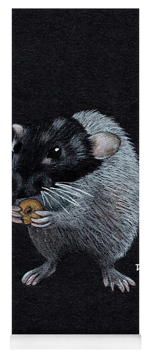 Dumbo Rat Yoga Mat featuring the drawing Frances Eats a Donut Color by Donna Mibus
