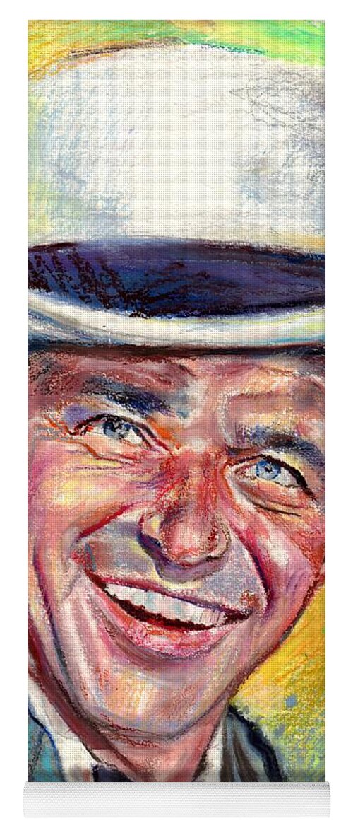 Frank Sinatra Yoga Mat featuring the painting Frank Sinatra In White Hat by Suzann Sines