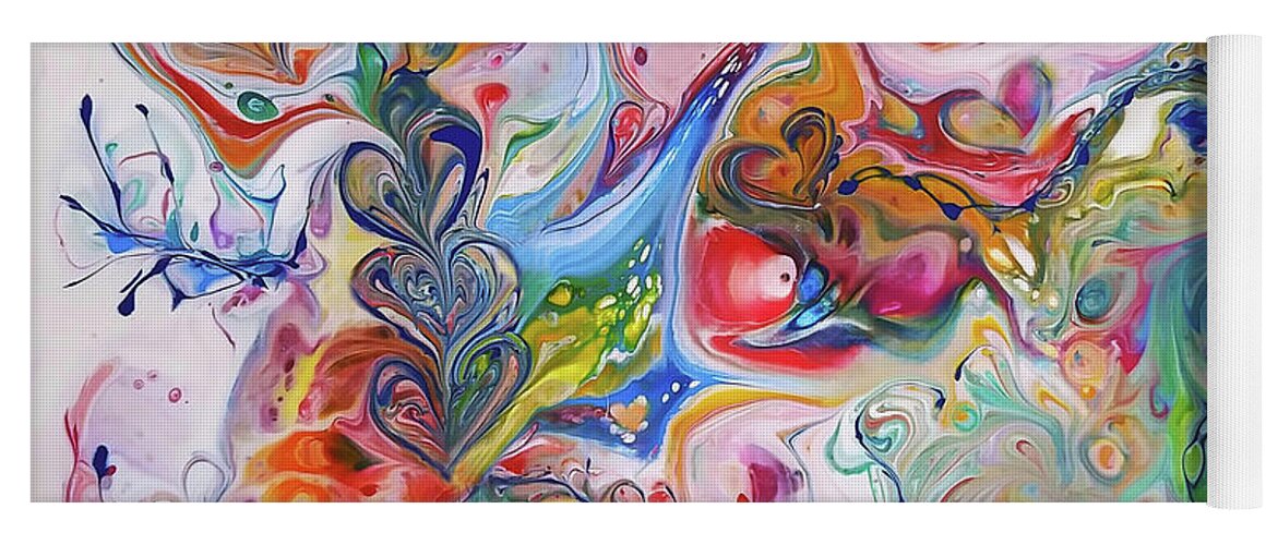 Abstract Rainbow Colors Yoga Mat featuring the painting Free Spirit by Deborah Erlandson