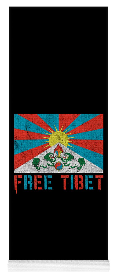 Funny Yoga Mat featuring the digital art Free Tibet by Flippin Sweet Gear