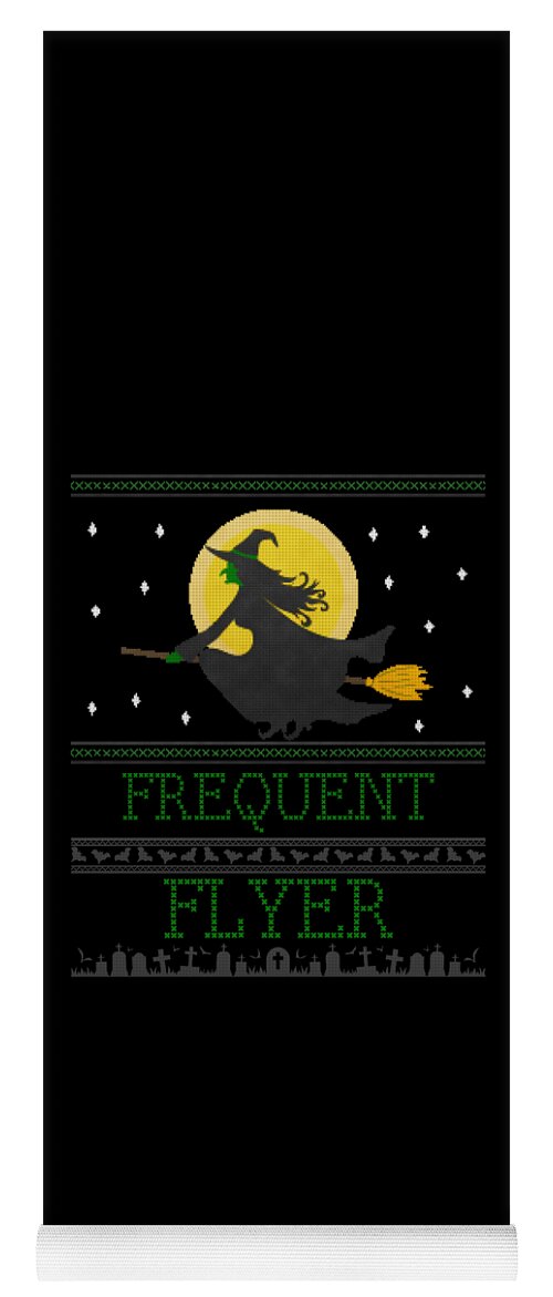 Witch Yoga Mat featuring the digital art Frequent Flyer Ugly Halloween Witch Sweater by Flippin Sweet Gear
