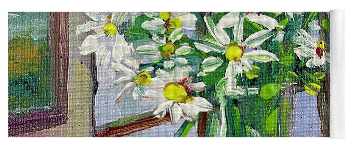 Daisies Yoga Mat featuring the painting Fresh Daisies by Roxy Rich