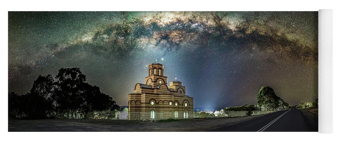 Church Under The Milky Way Yoga Mat featuring the photograph From Heaven Above by Ari Rex