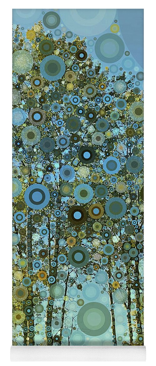 Abstract Trees Yoga Mat featuring the digital art Full Circle Trees in Blue by Peggy Collins