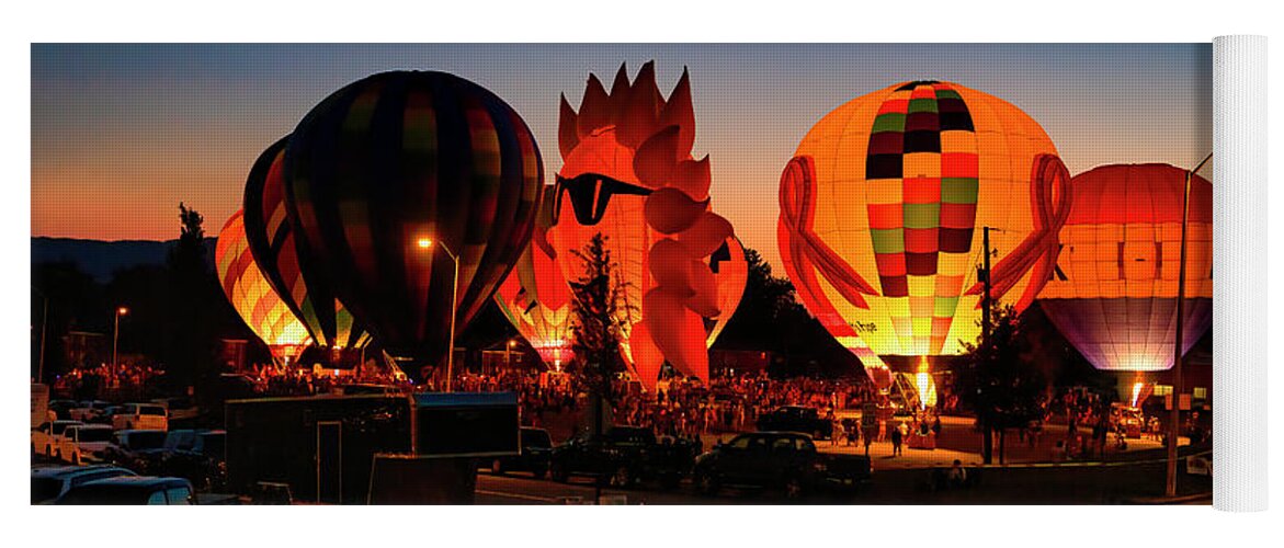 Funfest; Fun Fest; Kingsport; Tennessee; Sullivan; Sullivan County; Balloon; Hot Air; Northeast Tennessee Yoga Mat featuring the photograph Fun Fest Hot Air Balloon Glow by Shelia Hunt