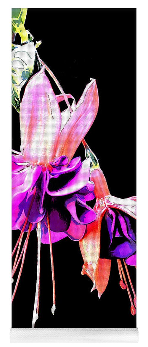 Flowers Yoga Mat featuring the mixed media Fuschia by Pennie McCracken