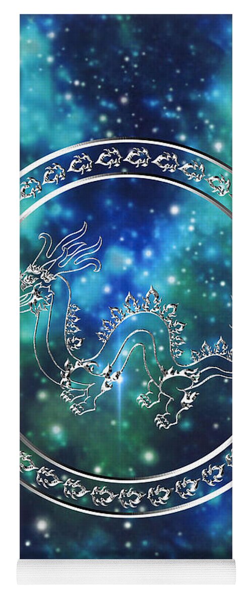 Dragon Yoga Mat featuring the drawing Galactic Dragon by Mary J Winters-Meyer